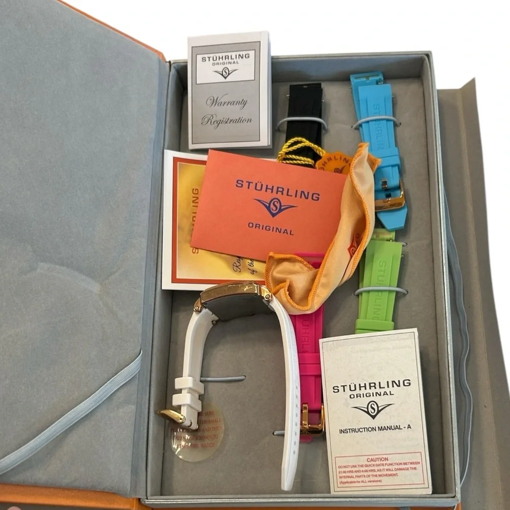 Stuhrling Original Women's Watch with Colorful Strap Set